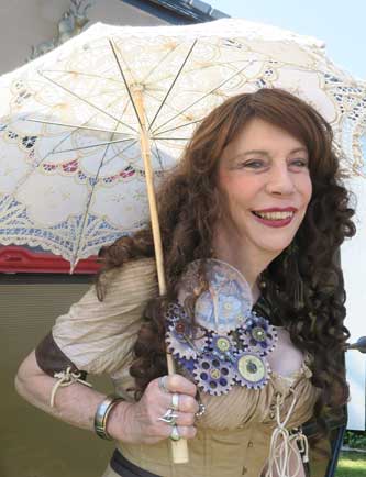 Martine with clock and umbrella