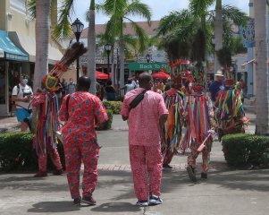 A colourful band playing in the street