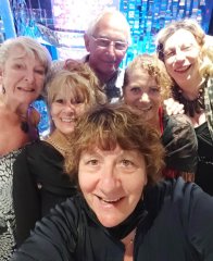 Selfie by Karen in the fore. Behind: Sheila, Gloria, Bill, Teresa and Martine